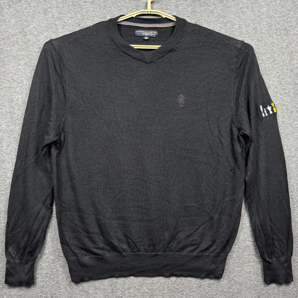 Carnoustie Tech Sweater Men XL Black Atlanta Athletic Club Merino Wool Pullover*